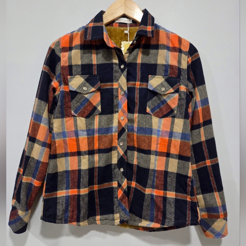 Jiang Vi Xuan Plaid Flannel Button-Up Shirt Shacket Size XS/S 90s Grunge